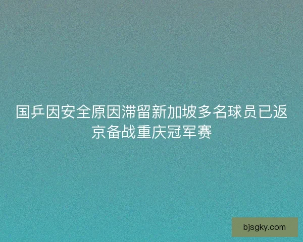 国乒因安全原因滞留新加坡多名球员已返京备战重庆冠军赛