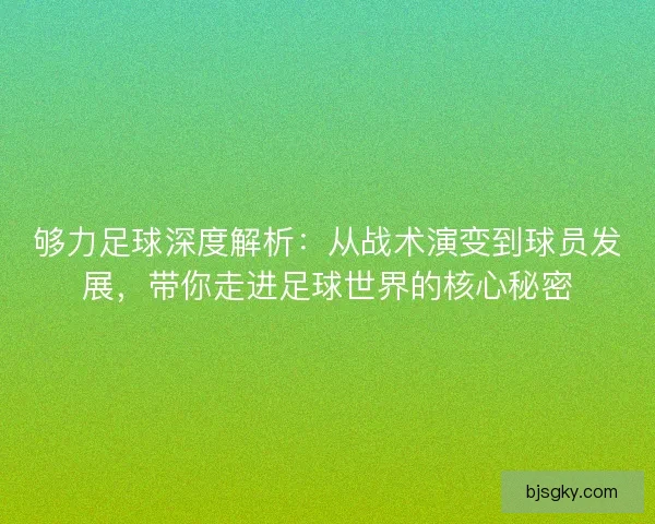 够力足球深度解析：从战术演变到球员发展，带你走进足球世界的核心秘密