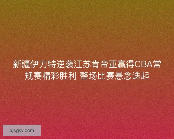 新疆伊力特逆袭江苏肯帝亚赢得CBA常规赛精彩胜利 整场比赛悬念迭起